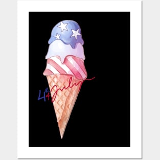 Independence day ice cream water colour Posters and Art